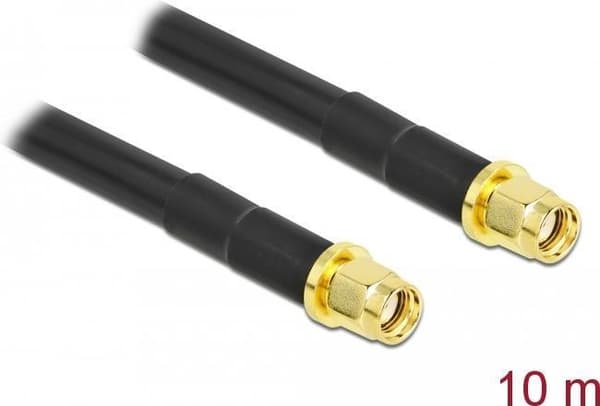 DeLOCK - antennekabel - RP-SMA (S) til RP-SMA (S) - 10.0m - coax - sort (90456)