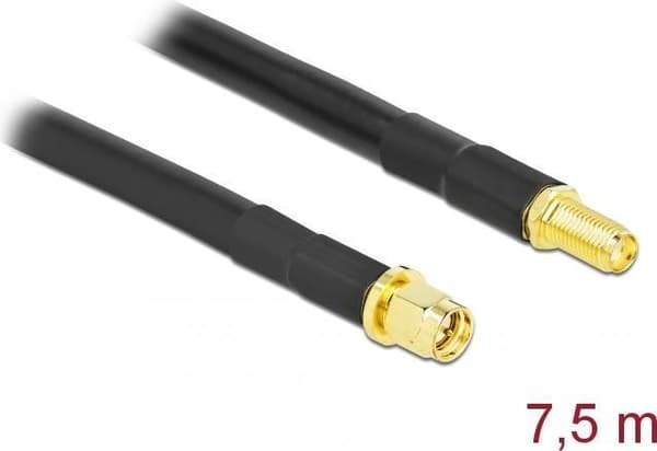 DeLOCK - antennekabel - SMA (S) til SMA (R) - 7,5m - coax - sort (90467)