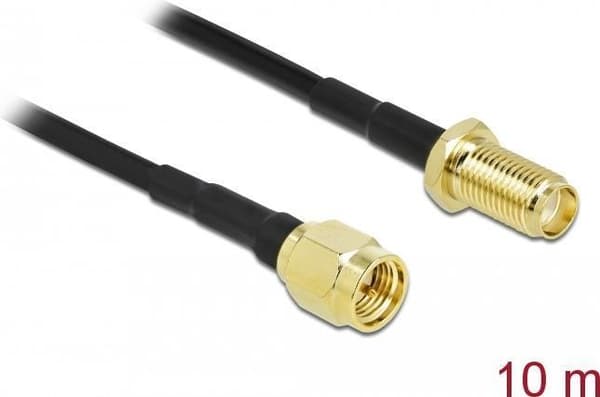 DeLOCK - antenneforlængerkabel - SMA (S) til SMA (W) - 10 m - coax - sort