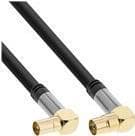 InLine Premium - Antennekabel - IEC-stik (M) Vinklet til IEC-stik (W) Vinklet - 10,0 m - Dobbeltisolering - 110 dB - Sort (69210G)