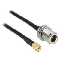 DeLOCK - Antennekabel - N-stik (F) - RP-SMA (F) - 1,5 m - (LMR-195) - Sort (88845)