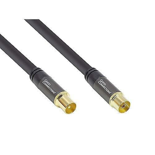 SmartFLEX antennkabel, IEC/koaxialkontakt till uttag, guldpläterad, fyrdubbel skärmning, skärmning 120dB, svart, 15m, Good Connections® (GC-M2058)