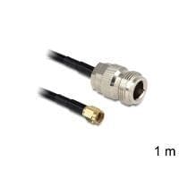 DeLOCK - Antennekabel - N-stik (F) - RP-SMA (M) - 1,0m - LMR-195 - sort (88684)