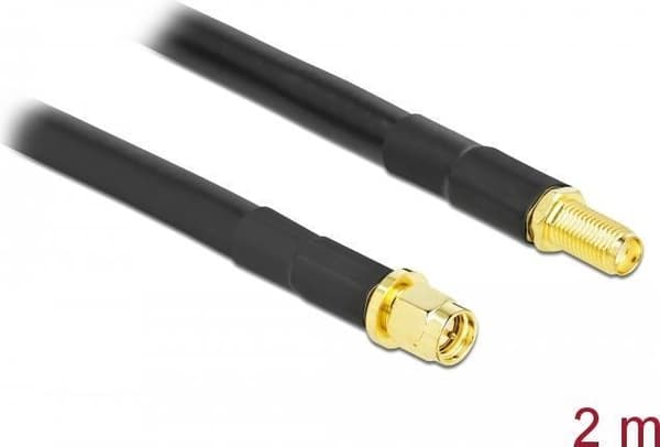 DeLOCK - antenneforlængerkabel - SMA (S) til SMA (R) - 2 m - coax - sort