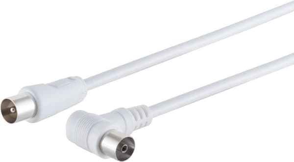 S/CONN maksimal tilslutningsantennekabel, 100 % skærmet, vinkel til lige, > 80 dB, hvid, 7,5 m (80037-32)