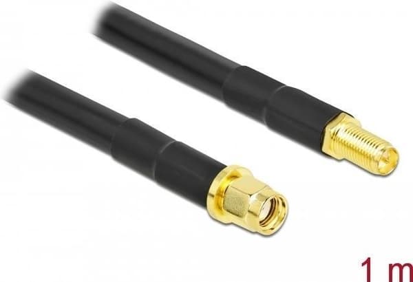 DeLOCK - antennekabel - RP-SMA (S) til RP-SMA (R) - 1 m - coax - sort
