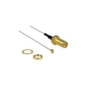 DeLOCK - Antennisovitin - HF - RP-SMA (M) - I-PEX:iin (M) - 20 cm - Harmaa (88810)