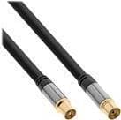 InLine Premium - Antennikaapeli - IEC-liitin (M) IEC-liittimeen (L) - 50 cm - Kaksoiseristys - 110 dB - Musta (69250P)