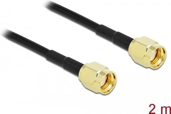 DeLOCK - antennekabel - RP-SMA (S) til RP-SMA (S) - 2 m - coax - sort