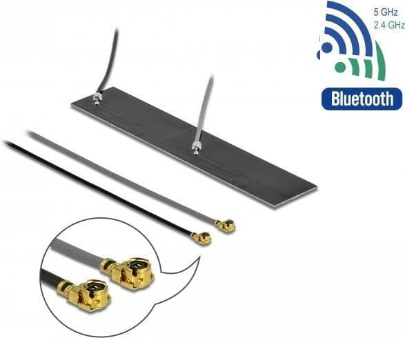 DeLOCK - antenne - 78cm - plade - smart home - indvendigt, selvklæbende montering - grå, sort (12627)