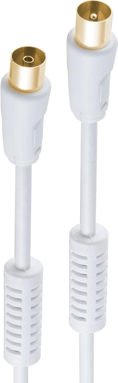 shiverpeaks ®-BASIC-S--antennin liitäntäkaapeli, 100 % suojattu, kullatut liittimet, vaippavirtasuodatin, 100 dB, valkoinen, 5,0 m (BS80205-128-G)