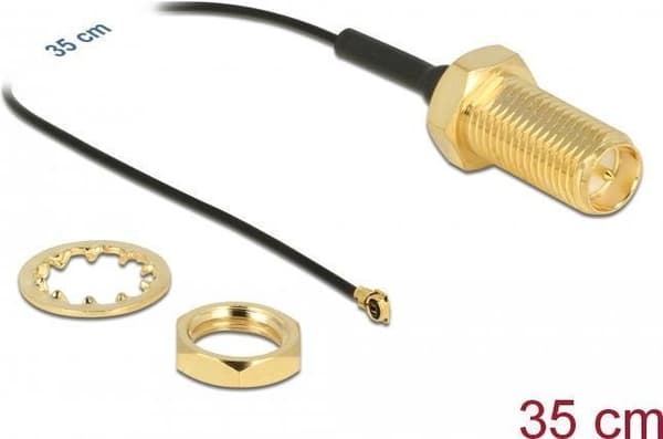 DeLOCK - antennekabel - RP-SMA (R) til MHF4 (S) - 35 cm - coax - sort (90478)