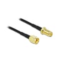 Miniatyrbillede 1 af 3: DeLOCK - Antenneforlængerkabel - RP-SMA (S) til RP-SMA (W) - 1 m - Coax - Sort - Fingerskruer