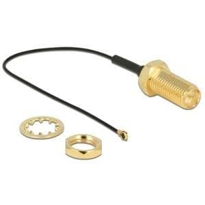 DeLOCK - antennekabel - RP-SMA (W) til MHF4 (M) - 10cm - coax - sort (12465)