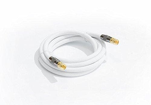 SAT-antennekabel, F-stik til F-stik, forgyldt, afskærmning 120dB, 75 Ohm, hvid nylonfletning, 2m, PYTHON®-serien (GC-M2023)