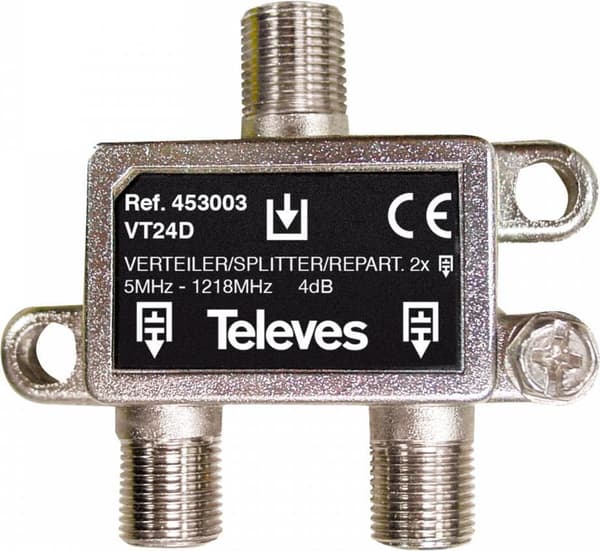 Televes VT24D kabeldelare eller kombinerkabeldelare i rostfritt stål (VT24D)
