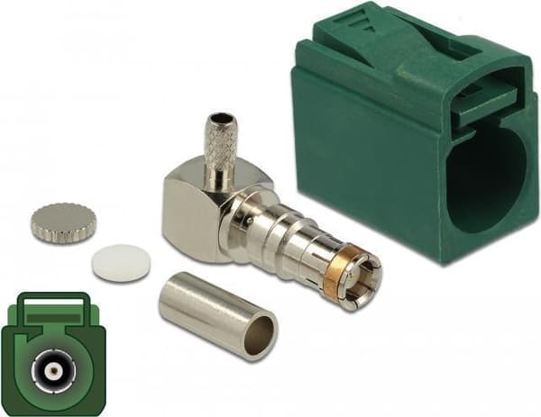 DeLOCK FAKRA E fatning 90° - isolering: PTFE - til presning - bladgrøn (89717)