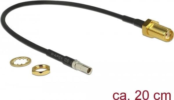 DeLOCK - antennekabel - SMA (S) til TS-9 (S) - 20 cm - coax - RG-174 - sort