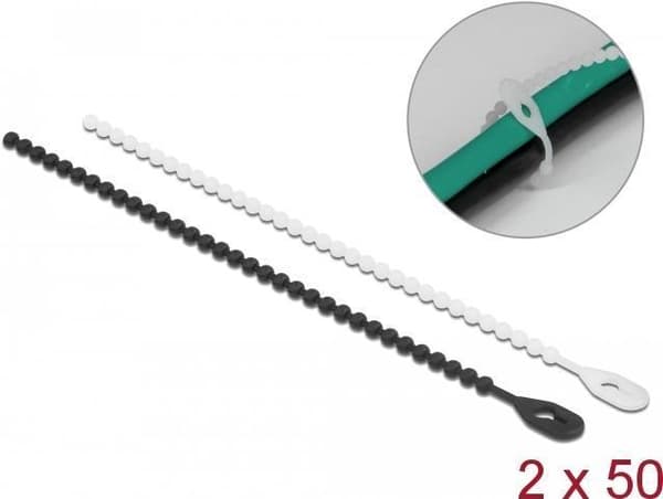 Delock Beaded - Kabelbindersæt - 18 cm - Sort/hvid (pakke med 100) (19507)