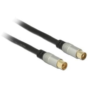 DeLOCK Premium - Antenneforlængerkabel - HF - IEC-stik (M) - IEC-stik (W) - 3,0 m - Firedobbelt skærmet koaksialkabel - (RG-6/U) - 120 dB - Sort (8894