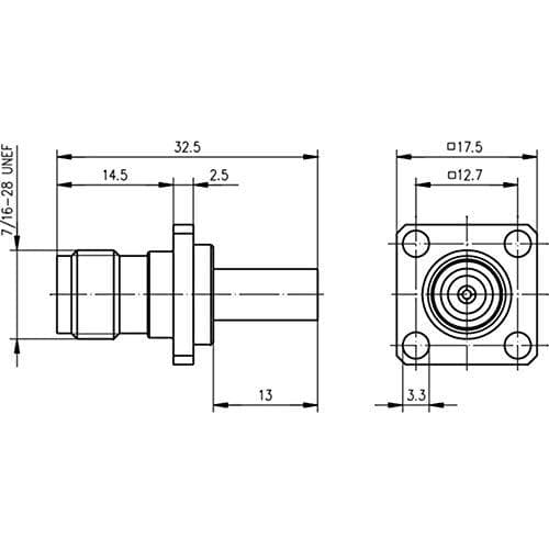 Telegärtner TNC kabelstik med flange 50 Ohm, crimp/crimp, A1005, Z54, G01 (RG-58 C/U) - 1 stk (J01011A0045)