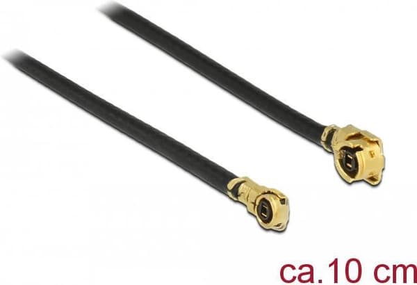 DeLOCK - Antennekabel - MHF/U.FL (S) vinklet til MHF4/HSC (S) vinklet - 10 cm - Coax - Sort (89647)
