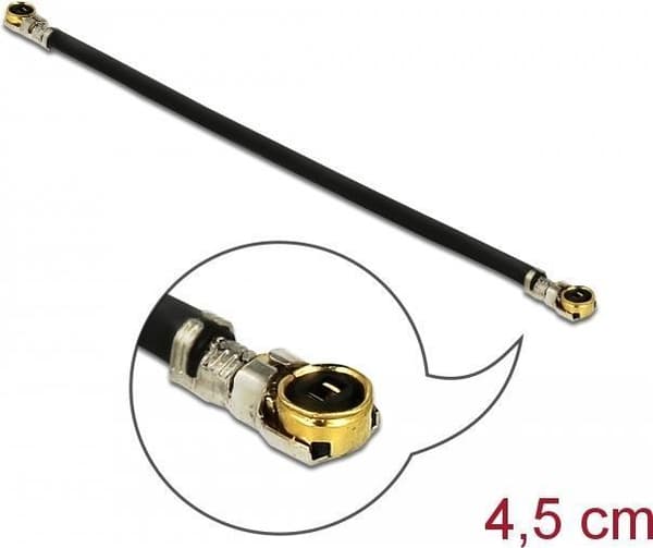 DeLOCK - antennekabel - MHF 4L (S) til MHF 4L (S) - 4,5 cm - coax - sort (12607)