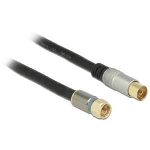 DeLOCK Premium - Antennikaapeli - HF - F-liitin (M) - IEC-liitäntä (L) - 5,0 m - Neljänkertaisesti suojattu koaksiaalikaapeli - (RG-6/U) - 120 dB - Mu