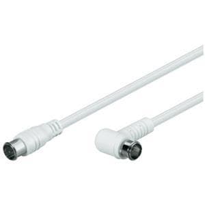 Wentronic Goobay SAT vinkeltilslutningskabel, F-Quick, 100% skærmet, hvid, 2,5 m - F-stik (Quick) <=> F-stik (Quick) 90° (67348)