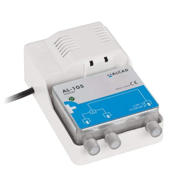 Bredbåndsantennesplitter med 12V strømforsyning til AL-105 ALCAD aktiv antenne