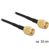 DeLOCK Adapter RP-SMA stik > RP-SMA stik - antennekabel - RP-SMA (M) - RP-SMA (M) - 32cm - RG-174 - sort (88475)