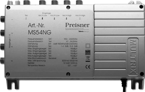Televes MS54NG kabelsplitter/konnektor Grå kabeldeler eller kombiner (MS54NG)