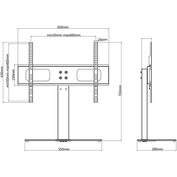 vidaXL TV stativ med base 600 x 400 mm 32"- 70"