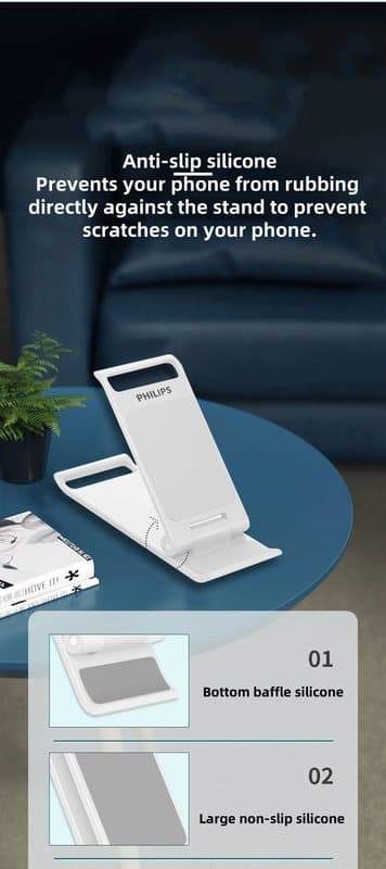 Philips DLK2109 mobil- og tabletholder | Justerbar og foldbar | Bordstativ til streaming, seng, videomøde og hjemmebrug