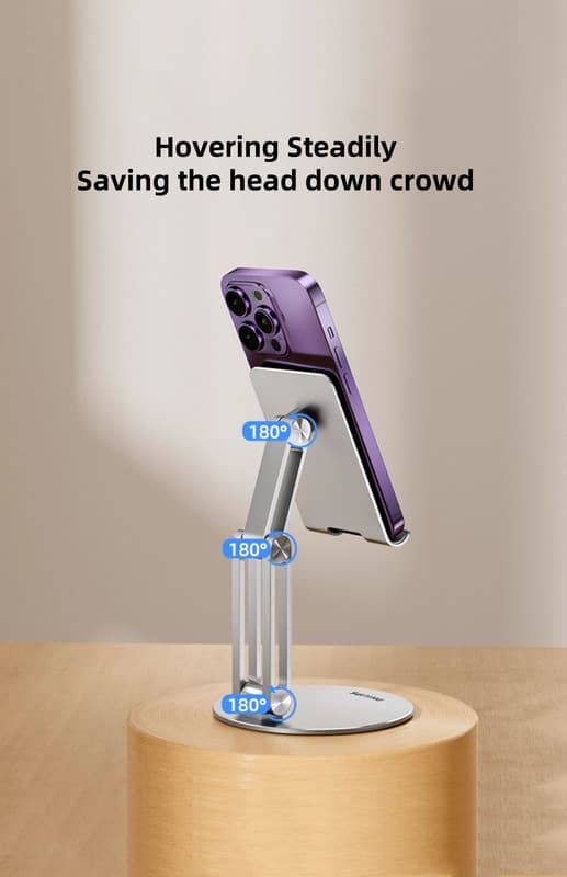 Philips DLK2314S/93 iPad og telefonholder | Stabil bordmontering | 360° rotation og justerbar højde | Foldbar aluminiumsholder til streaming, Studi