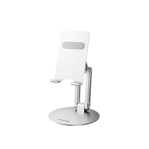 Philips DLK2314S/93 iPad og telefonholder | Stabil bordmontering | 360° rotation og justerbar højde | Foldbar aluminiumsholder til streaming, Studi