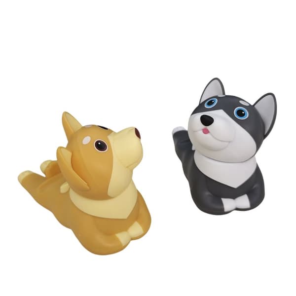 Sød Hundetelefon & Tabletholder (Sort + Gul) – Shiba & Husky Dekorativt Stativ i Miljøvenlig ABS