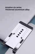 Miniatyrbillede 4 af 5: Ultratynd telefonholder i aluminium – Foldbar og bærbar, Til smartphone og tablet, Space Grey