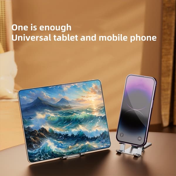 Ultratynd telefonholder i aluminium – Foldbar og bærbar, Til smartphone og tablet, Space Grey
