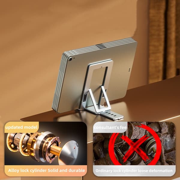 Ultratynd telefonholder i aluminium – Foldbar og bærbar, Til smartphone og tablet, Space Grey
