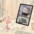 Miniatyrbillede 2 af 5: Sød Kattesæde Telefonholder – Pink, Justerbar Højde & 360° Drejelig, Til Smartphone & iPad, Akryl