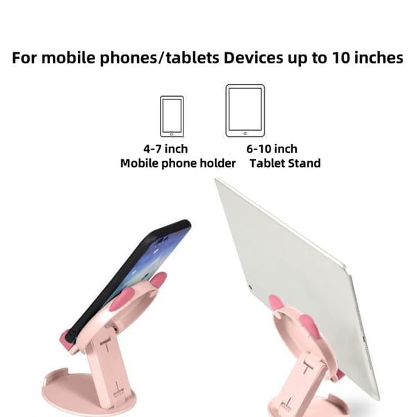 Söt Grisformad Mobilhållare – Hopfällbar & Justerbar, För Smartphone & Surfplatta, Tecknad Stil