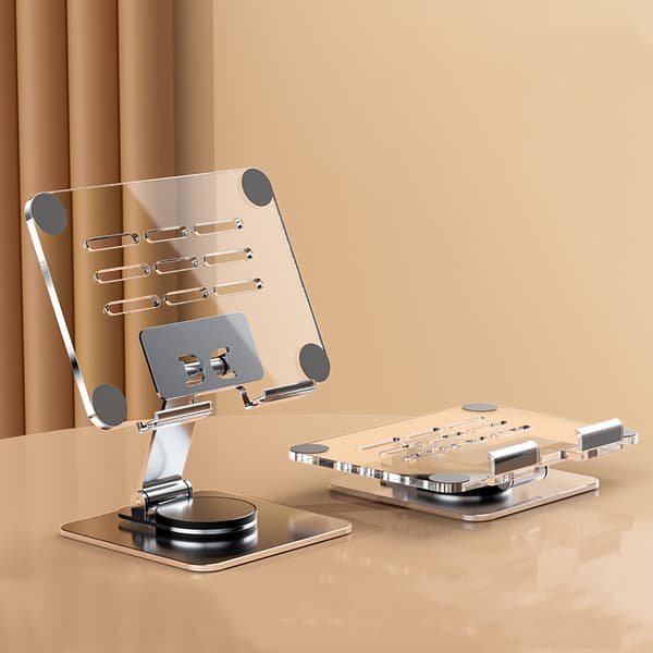 K9 Silver Moon Tablet Holder – Foldbart og justerbart aluminiumsstativ til iPad, mobil, bærbar computer