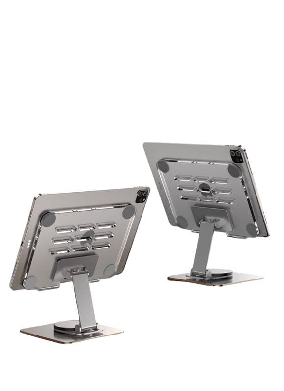 K9 Silver Moon Tablet Holder – Foldbart og justerbart aluminiumsstativ til iPad, mobil, bærbar computer