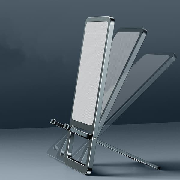 Space Grey mobil- og tabletstativ i aluminium | Justerbar højde med målemarkering | Foldbar, stabil og kompatibel med Switch