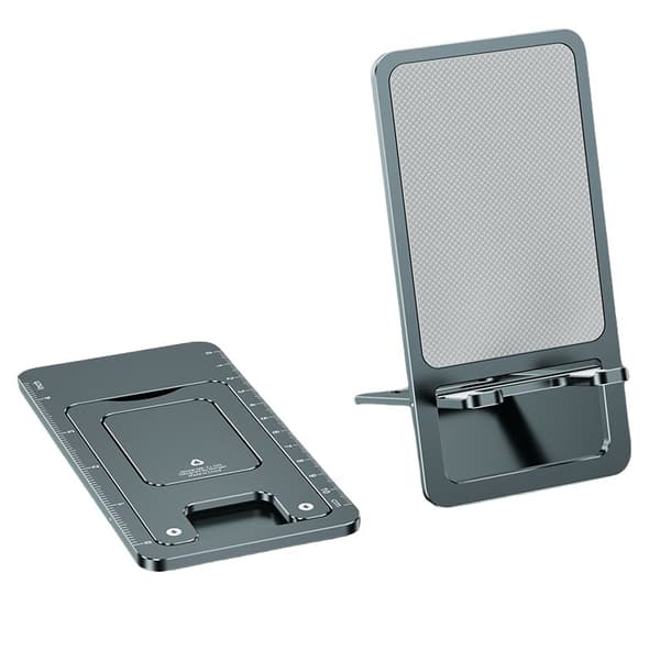 Space Grey mobil- og tabletstativ i aluminium | Justerbar højde med målemarkering | Foldbar, stabil og kompatibel med Switch