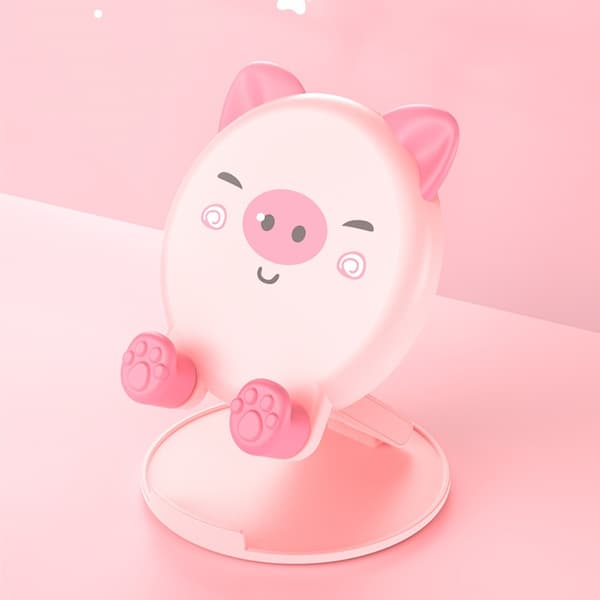 Sød mobil- og tabletstativ – "Piggy" Design | Foldbar, højde- og vinkeljusterbar | For videoopkald, livestream