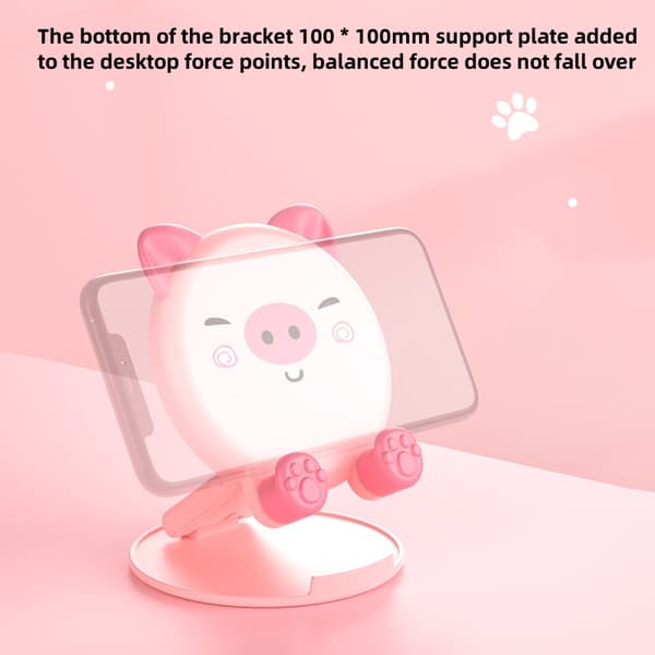 Sød mobil- og tabletstativ – "Piggy" Design | Foldbar, højde- og vinkeljusterbar | For videoopkald, livestream
