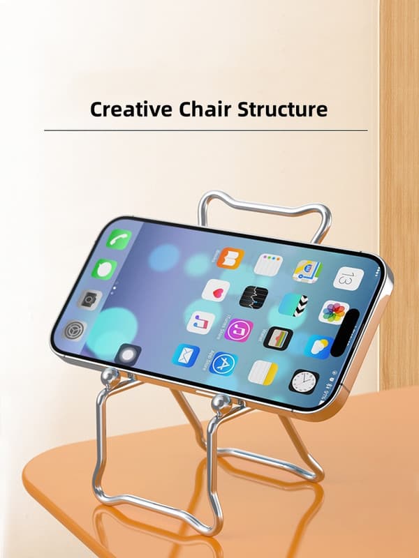 Metal mobil- og tabletstativ – "Chair Design" | Sølvfarvet, foldbar og justerbar | Ideel til skriveborde
