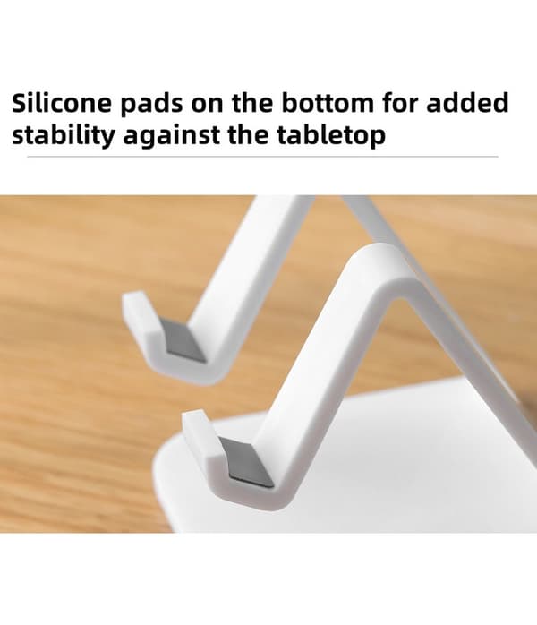Hvidt mobil- og tabletstativ | Sengeborde/borde/universalstøtte | Til iPhone, iPad – sødt og praktisk design